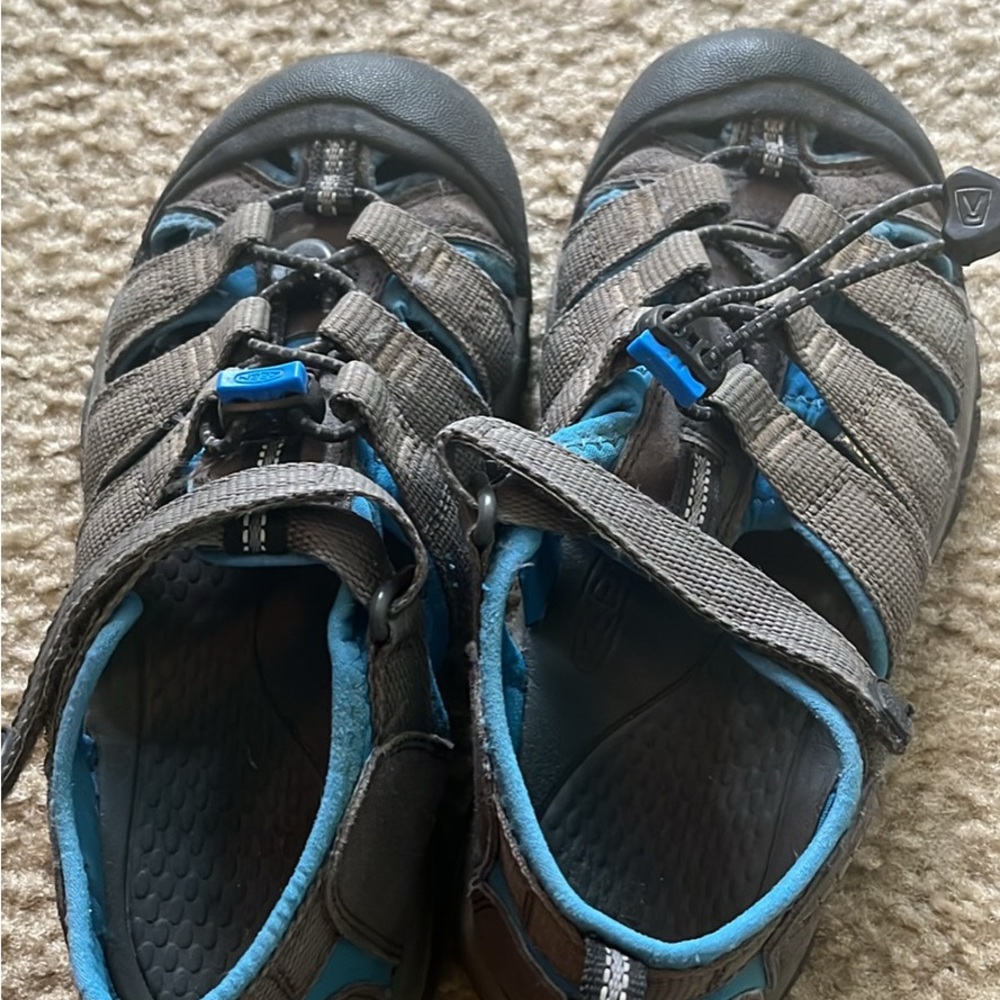 Keen Gray and Blue Outdoor Sandals with Protective Toe